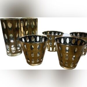 Culver 22k gold highball and low ball glasses set of 6 vintage